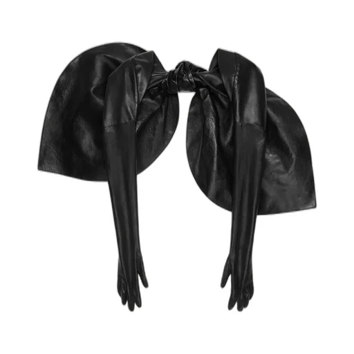 Glove Sleeves In Leather With Bow Detail