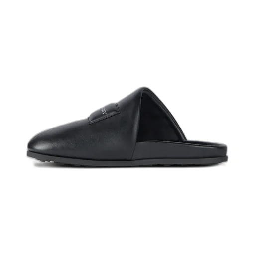 Label Flat Mules In Nappa Leather