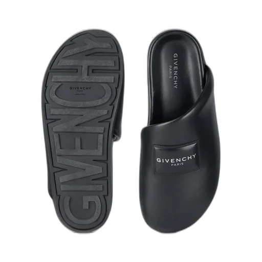 Label Flat Mules In Nappa Leather