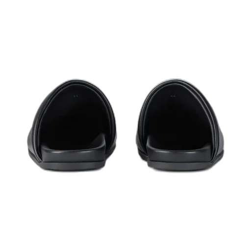 Label Flat Mules In Nappa Leather