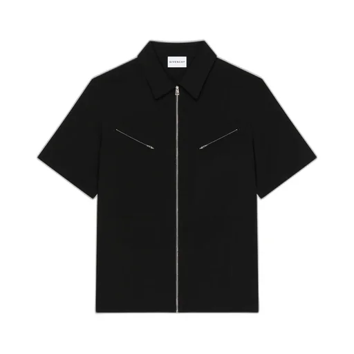 Couture Seam Zipped Shirt In Wool Crepe