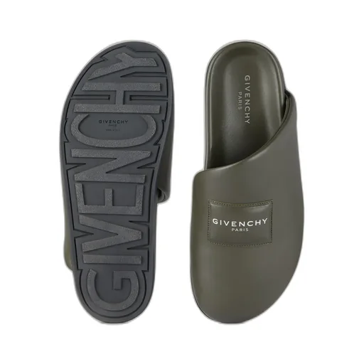 Label Flat Mules In Nappa Leather