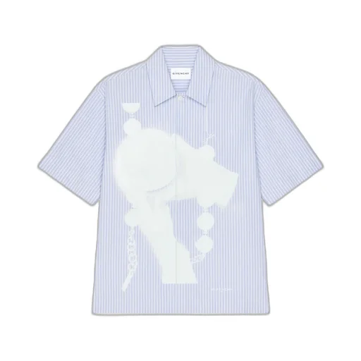 Striped Shirt In Cotton With Surrealism Print