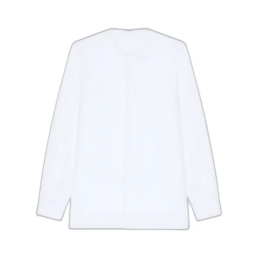 Collarless Tuxedo Shirt In Poplin