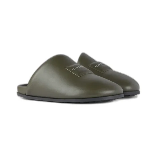 Label Flat Mules In Nappa Leather