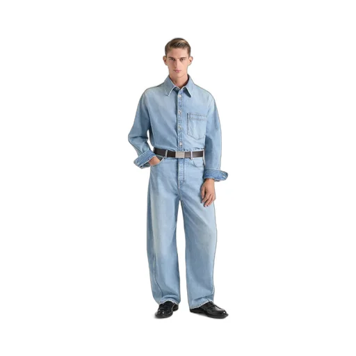 Couture Seam Overshirt In Light Blue Denim
