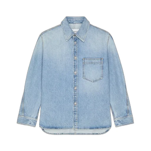 Couture Seam Overshirt In Light Blue Denim