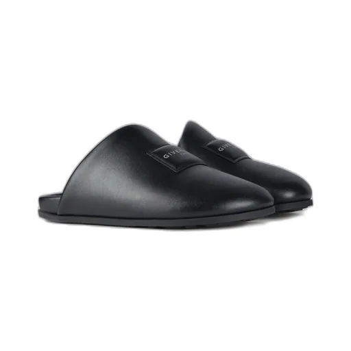 Label Flat Mules In Nappa Leather