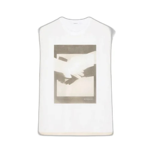 T-Shirt In Cotton And Organza With Surrealism Print