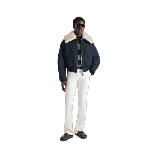 Bomber In Cotton With Shearling Collar