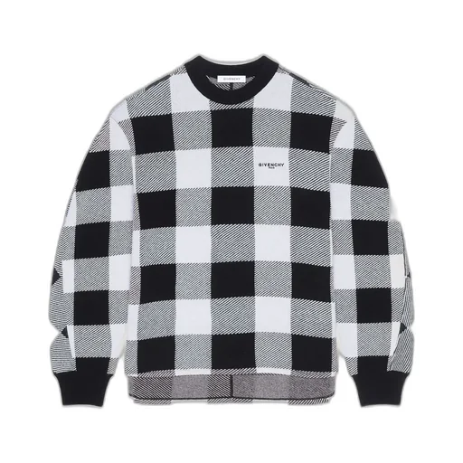 Checked Sweater In Wool Embroidered Givenchy Paris