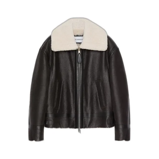 Couture Seam Aviator Blouson In Leather And Shearling