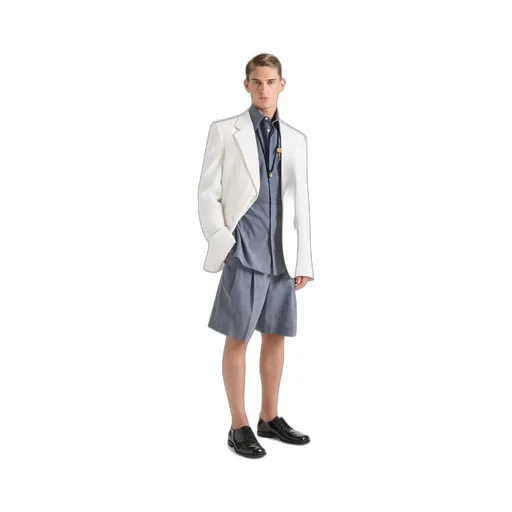 Double Pleat Checked Bermuda Shorts In Cotton