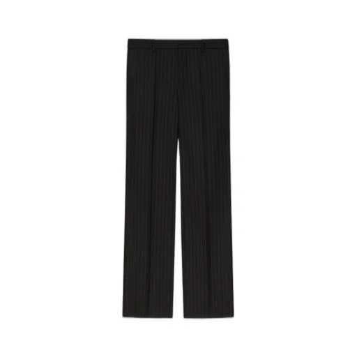 Straight Leg Tailored Trousers In Striped Wool