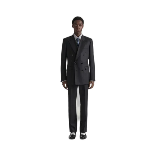 Double Breasted Fitted Jacket In Striped Wool