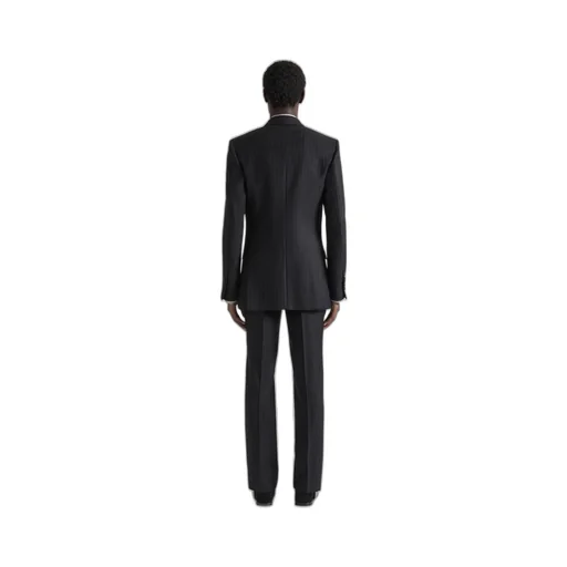 Double Breasted Fitted Jacket In Striped Wool