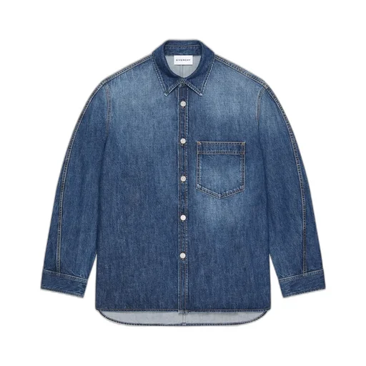 Couture Seam Overshirt In Dark Blue Denim