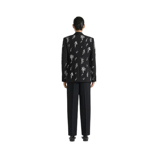 Single Breasted Jacket In Crystal Embroidered Wool