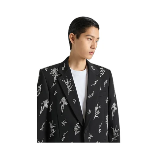 Single Breasted Jacket In Crystal Embroidered Wool