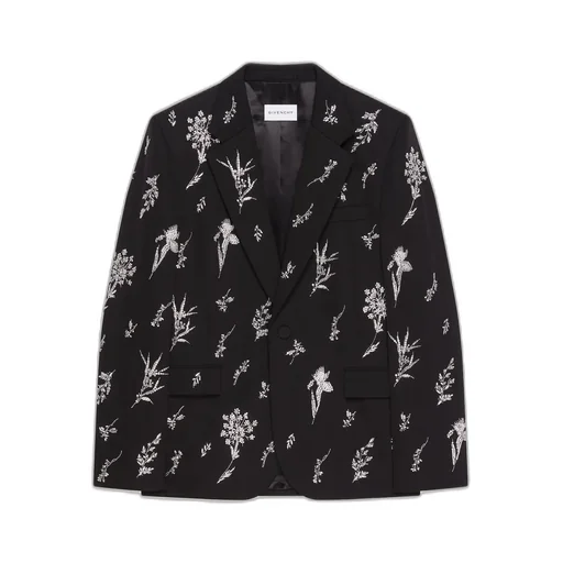 Single Breasted Jacket In Crystal Embroidered Wool