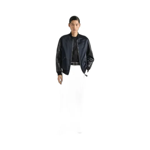Bomber In Leather And Satin With Givenchy Paris Embroidery