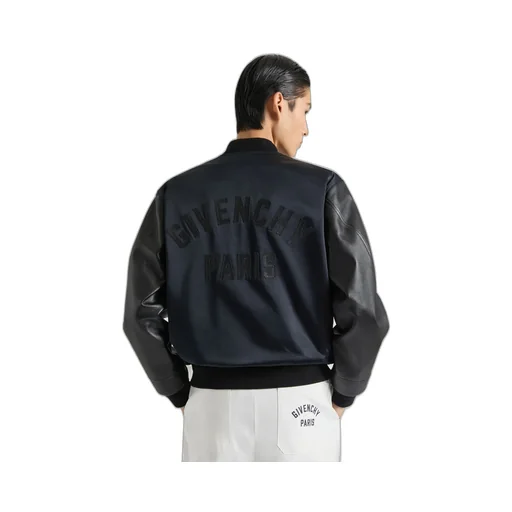 Bomber In Leather And Satin With Givenchy Paris Embroidery