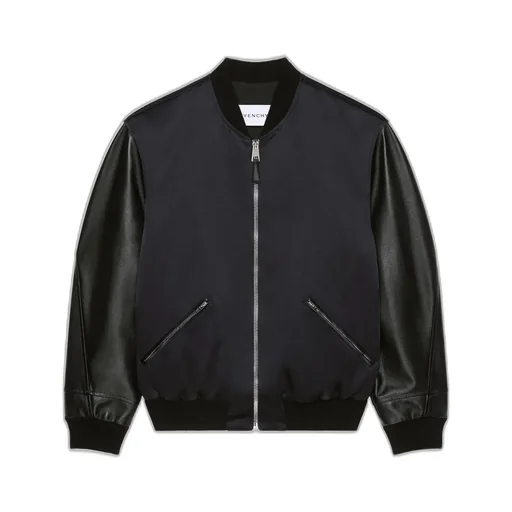 Bomber In Leather And Satin With Givenchy Paris Embroidery
