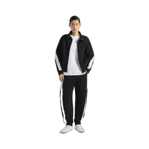 Joggers In Scuba With Satin Couture Detail