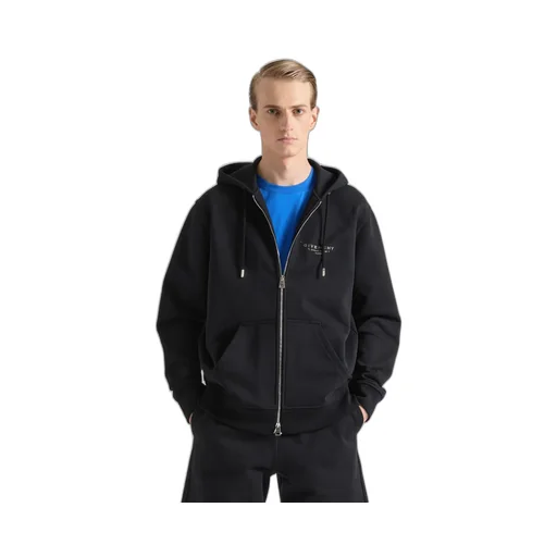 Zipped Hoodie In Fleece With Givenchy Stamp Print