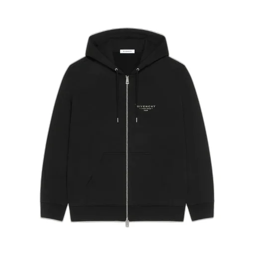 Zipped Hoodie In Fleece With Givenchy Stamp Print