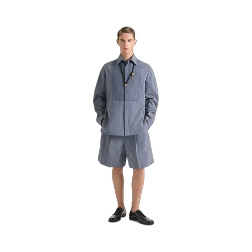 Couture Seam Checked Tuxedo Shirt In Cotton