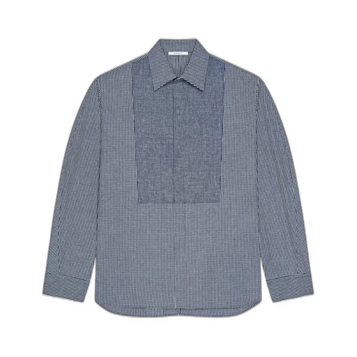 Couture Seam Checked Tuxedo Shirt In Cotton