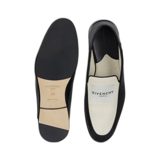 Label Loafers In Shiny Leather And Canvas