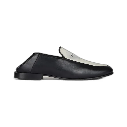 Label Loafers In Shiny Leather And Canvas