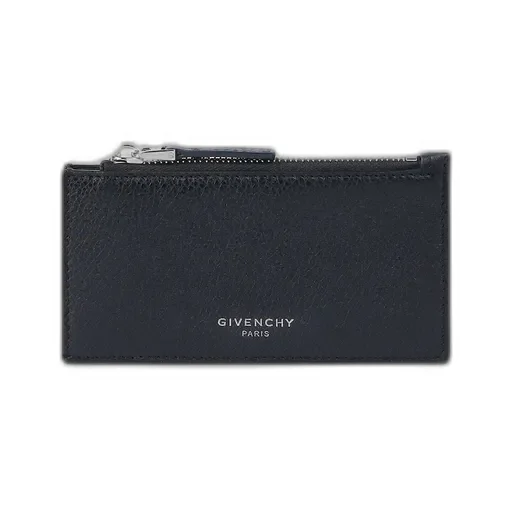 Zipped Card Holder In Grained Leather