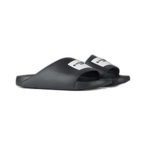 Label Slide Flat Mules In Rubber