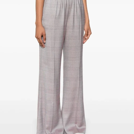 Plaid-Check Flared Trousers
