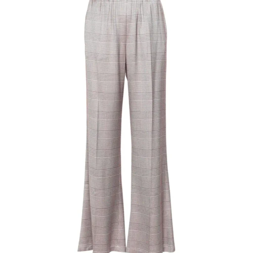 Plaid-Check Flared Trousers
