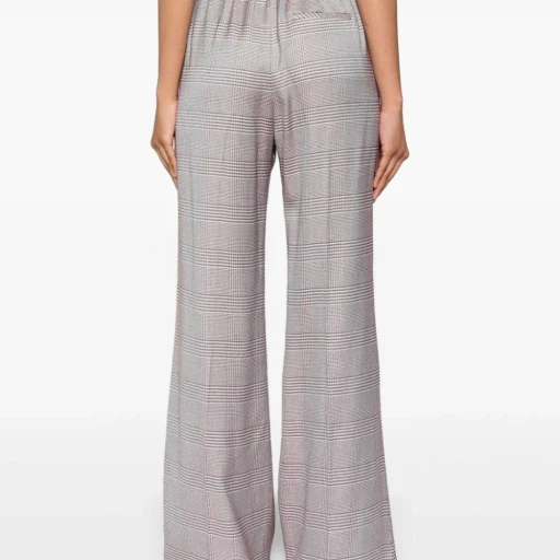 Plaid-Check Flared Trousers