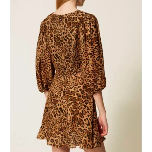 Leopard-Print Puff-Sleeve Mini Dress