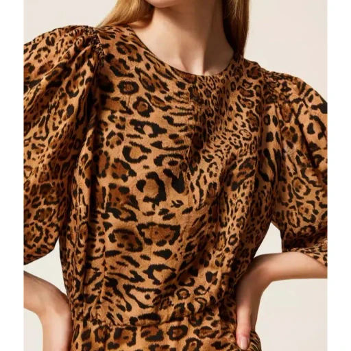 Leopard-Print Puff-Sleeve Mini Dress