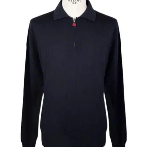 Long-Sleeved Zippered Knit Polo Shirt