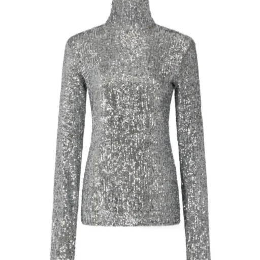 Paco Rabanne Sequin Embellished Turtleneck Top