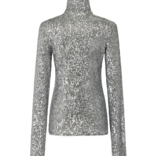 Paco Rabanne Sequin Embellished Turtleneck Top