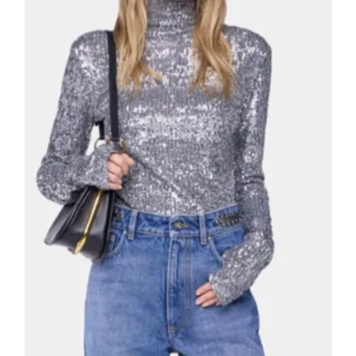 Paco Rabanne Sequin Embellished Turtleneck Top