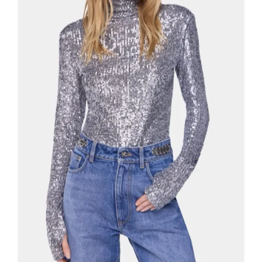 Paco Rabanne Sequin Embellished Turtleneck Top