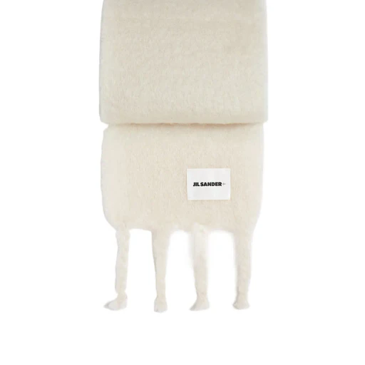 Jil Sander+ Logo Patch Fringe-Detailed Scarf