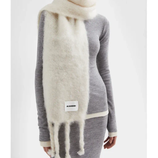 Jil Sander+ Logo Patch Fringe-Detailed Scarf