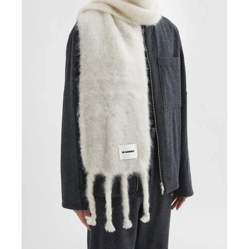 Jil Sander+ Logo Patch Fringe-Detailed Scarf
