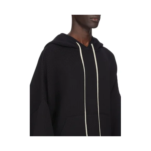 Rick Owens Concordians Runway Hun Hoodie In Black Wool